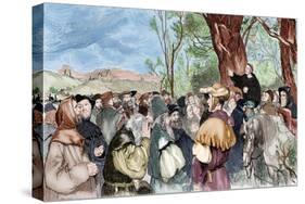 Martin Luther (1483-1546) Preaching in Mora-null-Stretched Canvas