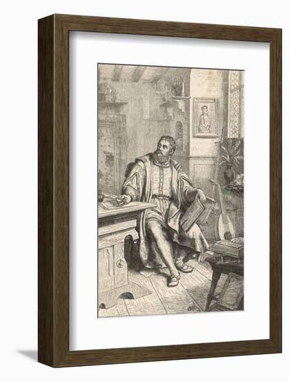 Martin Luther at Work on His Translation of the Bible into German-U. Roat-Framed Photographic Print