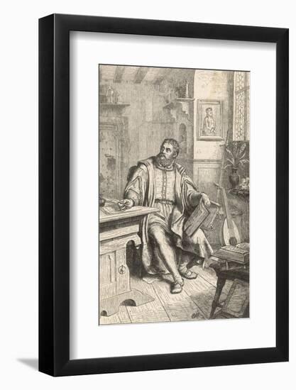 Martin Luther at Work on His Translation of the Bible into German-U. Roat-Framed Photographic Print