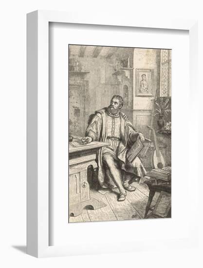 Martin Luther at Work on His Translation of the Bible into German-U. Roat-Framed Photographic Print