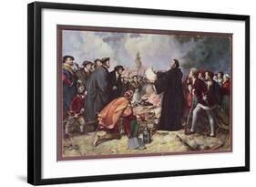 Martin Luther Burning the Papal Bull-Carl Friedrich Lessing-Framed Giclee Print