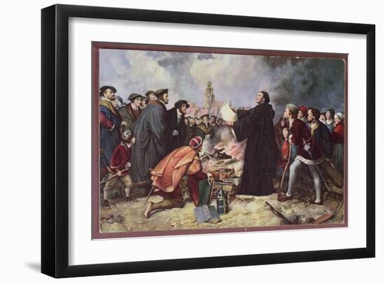 Martin Luther Burning the Papal Bull-Carl Friedrich Lessing-Framed Giclee Print
