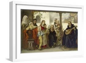 Martin Luther Im Kreise Seiner Familie Musizierend (Mit Cranach Und Melanchthon)-Ernst Hildebrandt-Framed Giclee Print