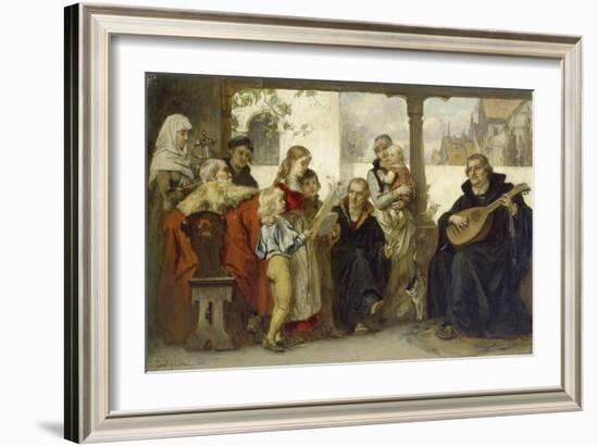 Martin Luther Im Kreise Seiner Familie Musizierend (Mit Cranach Und Melanchthon)-Ernst Hildebrandt-Framed Giclee Print