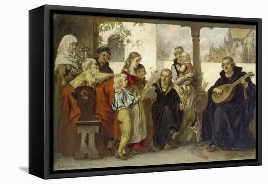 Martin Luther Im Kreise Seiner Familie Musizierend (Mit Cranach Und Melanchthon)-Ernst Hildebrandt-Framed Stretched Canvas