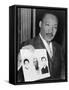 Martin Luther King Holding Photographs of Three Murdered Civil Rights Workers, 1964-null-Framed Stretched Canvas