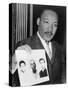 Martin Luther King Holding Photographs of Three Murdered Civil Rights Workers, 1964-null-Stretched Canvas