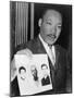 Martin Luther King Holding Photographs of Three Murdered Civil Rights Workers, 1964-null-Mounted Photo