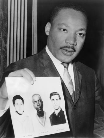 'Martin Luther King Holding Photographs of Three Murdered Civil Rights