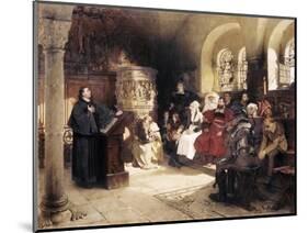 Martin Luther Preaches in Wartburg-Hugo Vogel-Mounted Giclee Print