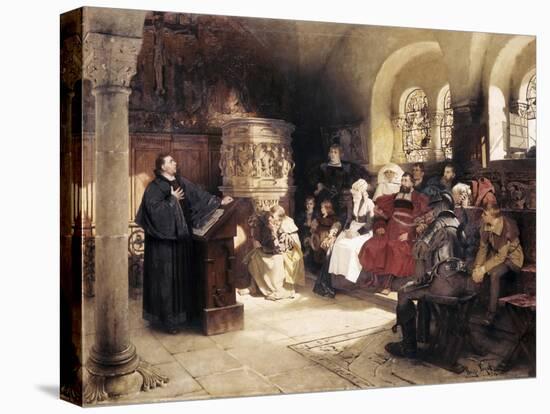 Martin Luther Preaches in Wartburg-Hugo Vogel-Stretched Canvas