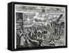 Martin Luther's 95 Theses Being Posted to Door of Cathedral in Wittenberg on October 31, 1517-null-Framed Stretched Canvas