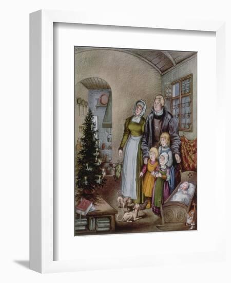 Martin Luther's Christmas Tree, from 'The Illustrated London News'-Pauline Baynes-Framed Giclee Print