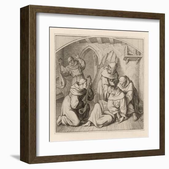 Martin Luther Senseless with His Doubts and Self-Torments is Tended by His Sympathetic Brethren-Gustav Konig-Framed Art Print