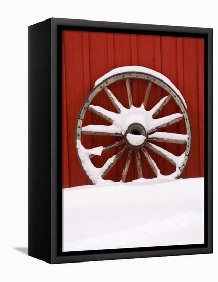 Martin Stables, Wheel Detail, Banff, Alberta-Michele Westmorland-Framed Stretched Canvas
