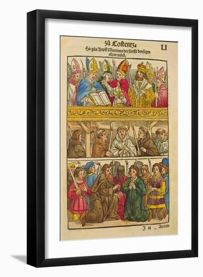 Martin V Is Elected Pope and Blesses the People at the Council of Constance-Ulrich Von Richental-Framed Giclee Print