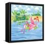 Martini Float Flamingo-Paul Brent-Framed Stretched Canvas
