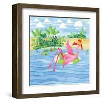 Martini Float Flamingo-Paul Brent-Framed Art Print