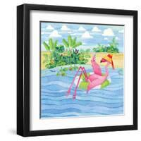 Martini Float Flamingo-Paul Brent-Framed Art Print