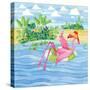 Martini Float Flamingo-Paul Brent-Stretched Canvas