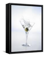 Martini with Green Olive (Splash)-Klaus Arras-Framed Stretched Canvas