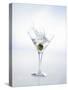 Martini with Green Olive (Splash)-Klaus Arras-Stretched Canvas