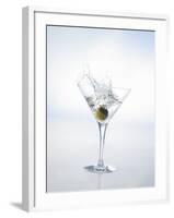 Martini with Green Olive (Splash)-Klaus Arras-Framed Photographic Print