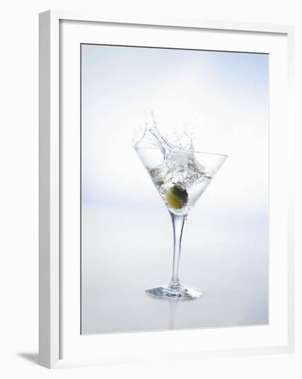 Martini with Green Olive (Splash)-Klaus Arras-Framed Photographic Print