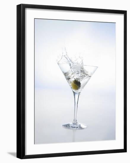 Martini with Green Olive (Splash)-Klaus Arras-Framed Photographic Print