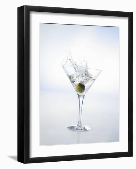 Martini with Green Olive (Splash)-Klaus Arras-Framed Photographic Print