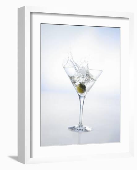 Martini with Green Olive (Splash)-Klaus Arras-Framed Photographic Print