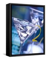 Martini with Lemon Peel and Ice Cubes-null-Framed Stretched Canvas