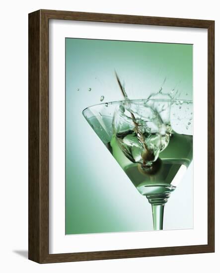 Martini with Olive Splash-Steve Lupton-Framed Photographic Print