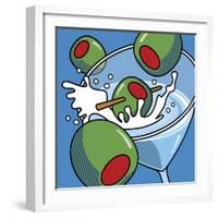 Martini With Olives On Blue-Ron Magnes-Framed Giclee Print