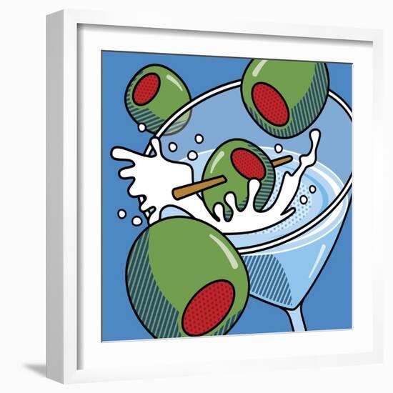 Martini With Olives On Blue-Ron Magnes-Framed Giclee Print