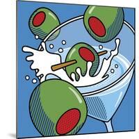 Martini With Olives On Blue-Ron Magnes-Mounted Giclee Print