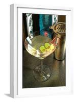 Martini with Two Olives on the Black Table-Steve Ash-Framed Giclee Print