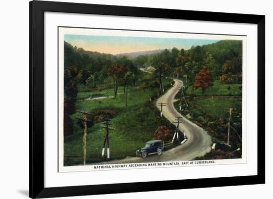 Martins Mountain, Maryland - National Road Scene East of Cumberland-Lantern Press-Framed Art Print