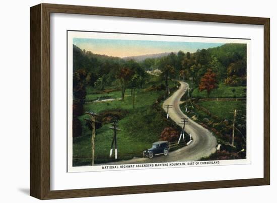 Martins Mountain, Maryland - National Road Scene East of Cumberland-Lantern Press-Framed Art Print