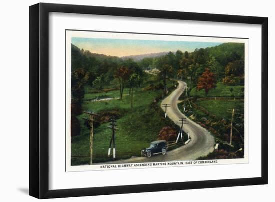 Martins Mountain, Maryland - National Road Scene East of Cumberland-Lantern Press-Framed Art Print