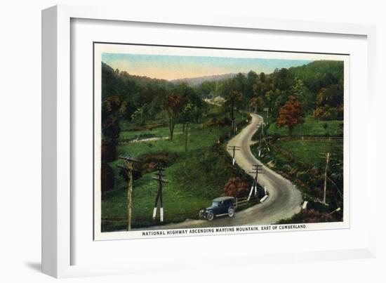 Martins Mountain, Maryland - National Road Scene East of Cumberland-Lantern Press-Framed Art Print