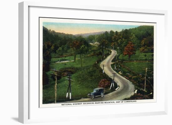 Martins Mountain, Maryland - National Road Scene East of Cumberland-Lantern Press-Framed Art Print