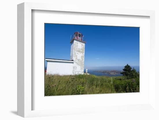 Martins, New Brunswick, White Old Traditional Historic Lighthouse Ion Water with Fields on Cliff-Bill Bachmann-Framed Photographic Print