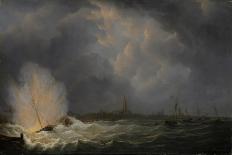 Explosion at Antwerp of Dutch Gunboat No 2, Commanded by Jan Van Speyk, 5 February-Martinus Schouman-Stretched Canvas