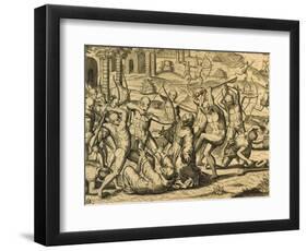 Martyrdom of Missionary Monks in South America, Engraving from Historia Americae-Theodor de Bry-Framed Giclee Print