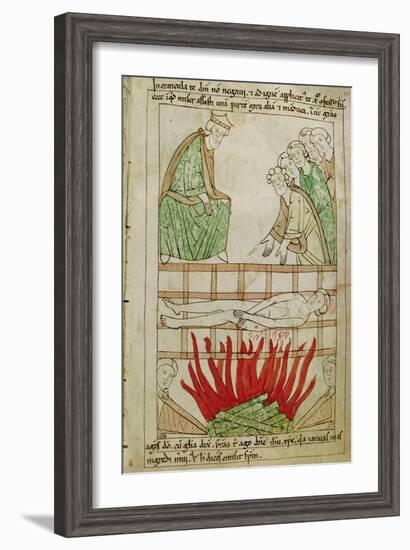 Martyrdom of St. Lawrence in 258 Ad, from a Bible-null-Framed Giclee Print