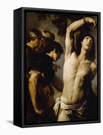 Martyrdom of St Sebastian-Andrea Vaccaro-Framed Stretched Canvas