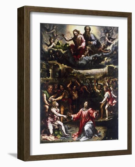 Martyrdom of St Stephen, Ca 1521-Giulio Romano-Framed Giclee Print