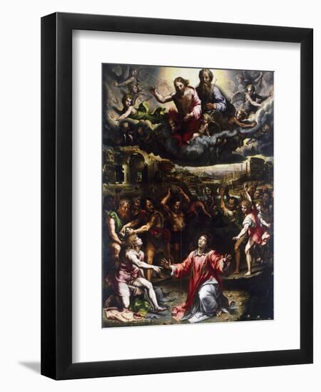 Martyrdom of St Stephen, Ca 1521-Giulio Romano-Framed Giclee Print