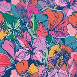 Bright Abstract Wallpaper Seamless Vintage Flower Pattern.-MarushaBelle-Art Print